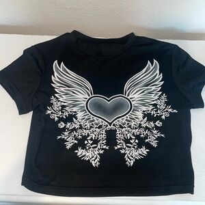 Black Heart Crop Tee